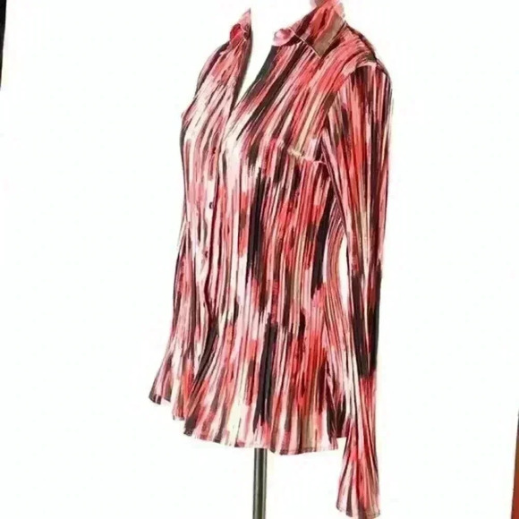 Apt 9 top M striped button down scrunched career - Picture 6 of 9